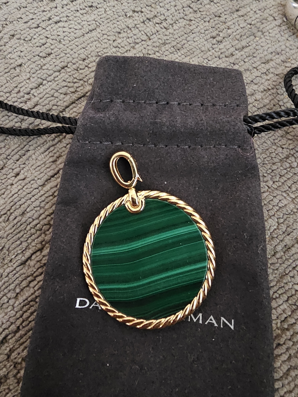 auth david yurman 18k yellow gold and malachite elenents pendant